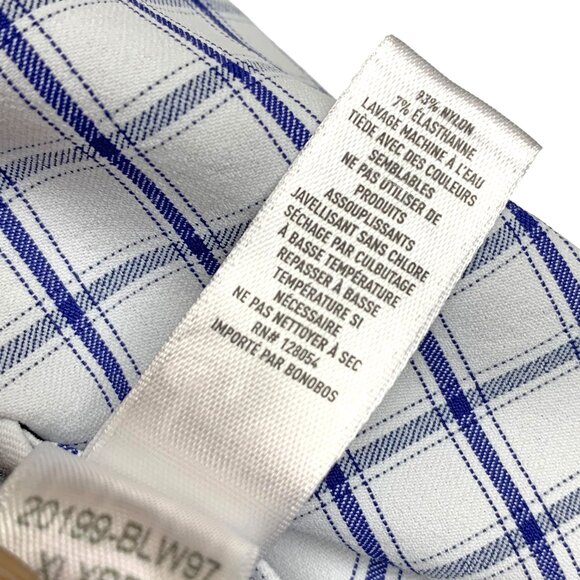 Bonobos Slim Fit White Navy Windowpane Long Sleeve Button Down Shirt - Picture 9 of 11
